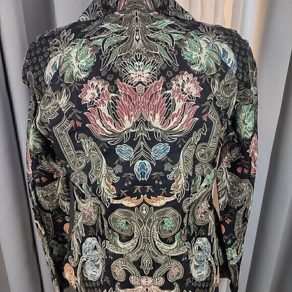 Mary Bays (Victoria Royal) Vintage Beaded Floral Print Silk Blazer, Size 4 - Picture 6 of 12